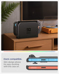 ACS10206 - Nintendo Switch 2 Case Nano Pop in Black Sesame showing dock compatible. slim design allows for easy docking with the case on