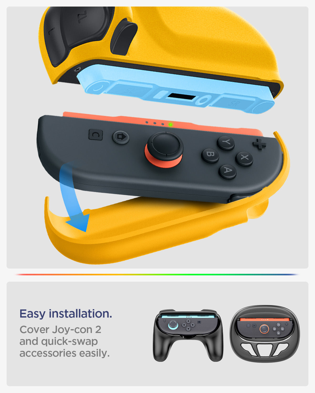 ACS10205 - Nintendo Switch 2 Case Nano Pop in Blueberry Navy showing easy installation. cover joy con 2 and quick swap accessories easily