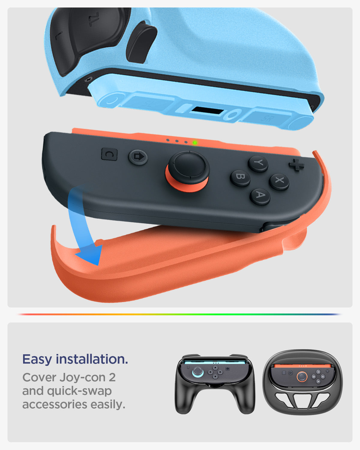 ACS10207 - Nintendo Switch 2 Case Nano Pop in Special Edition showing easy installation. cover joy con 2 and quick swap accessories easily