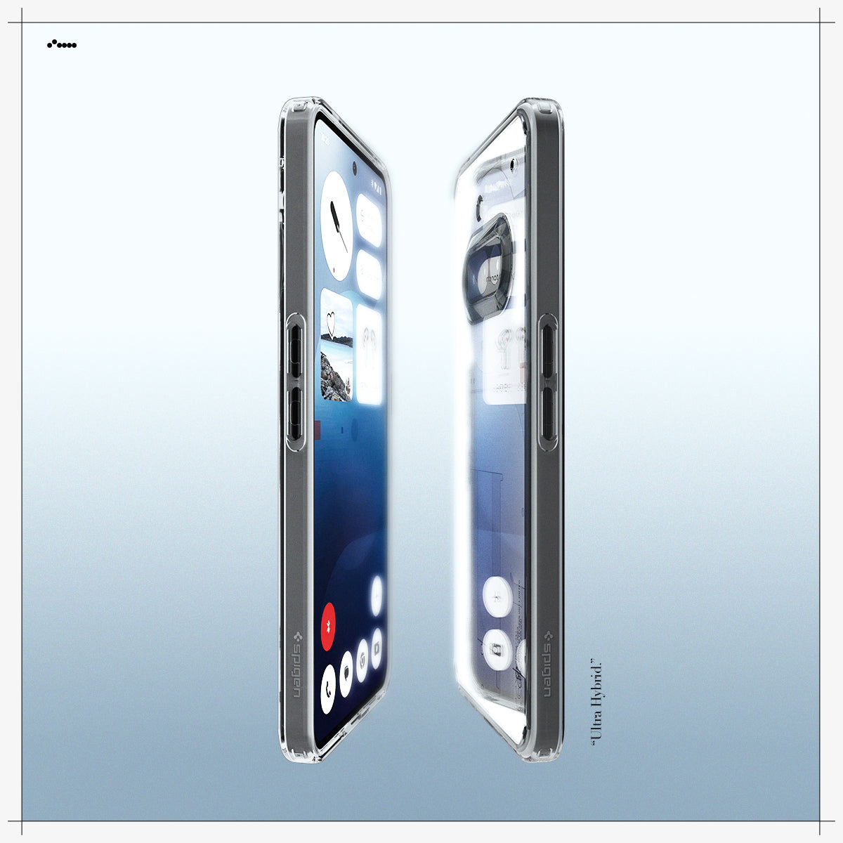 ACS09373 - Nothing Phone (3a) Case Ultra Hybrid in Space Crystal showing side.