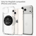 AMP03120 - O-Mag Magnetic Phone Holder (MagFit) in black showing the only for magsafe compatible iphones and cases