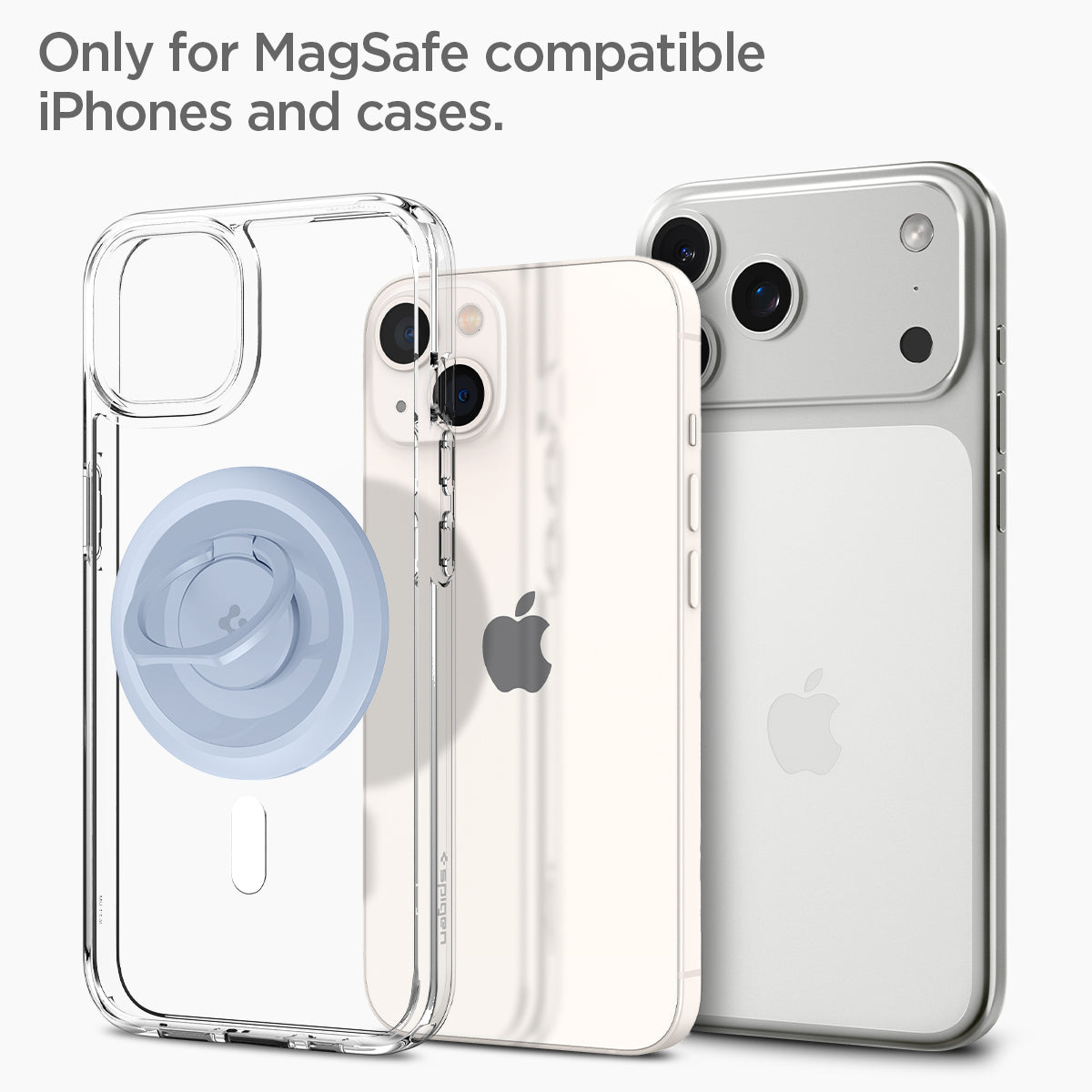 AMP05304 - O-Mag Magnetic Phone Holder (MagFit) in blue showing the only for magsafe compatible iphones and cases