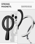 AMP08551 - O-Mag Magnetic Phone Holder (MagFit) | OM103 in Black showing strong magnets. strong magnets snap to your phone for a more secure grip