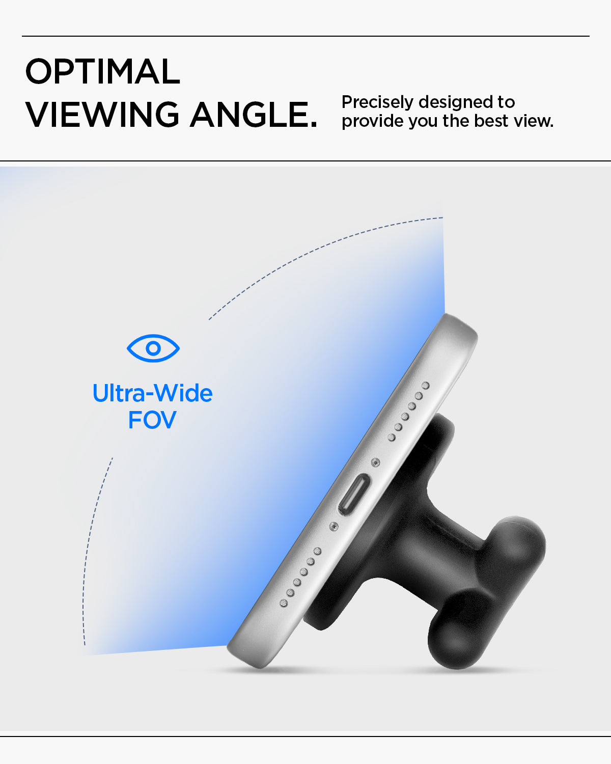 AMP10137 - O-Mag Charging Grip (MagFit) | OM107 in Black showing optimal viewing angle. precisely designed to provide you the best view