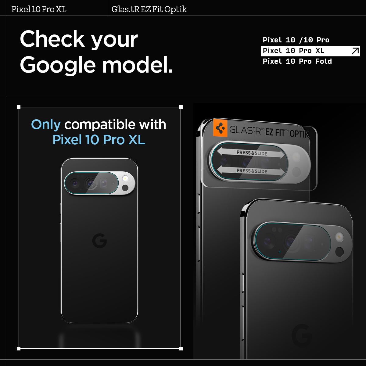 AGL09663 - Pixel 10 Pro XL Optik EZ Fit Lens Protector check your google model. only compatible with pixel 10 pro xl