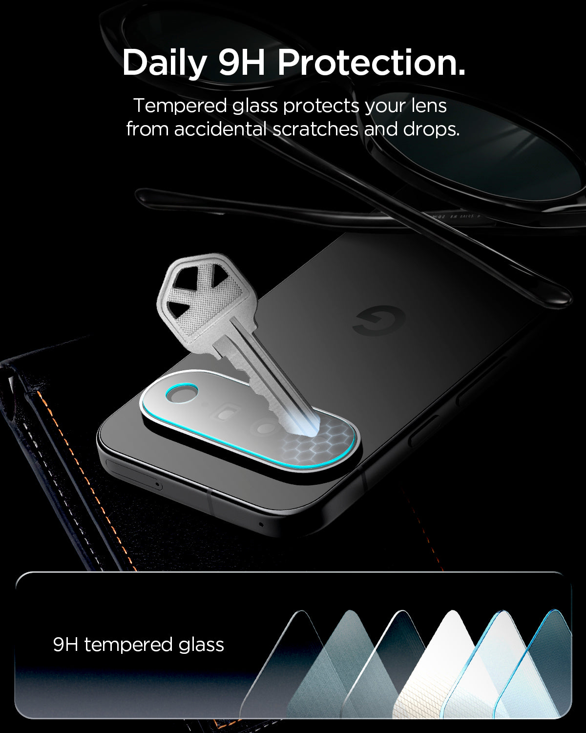 AGL11479 - Pixel 11 Optik EZ Fit Lens Protector 9H tempered glass protects the camera lenses from scratches and drops.