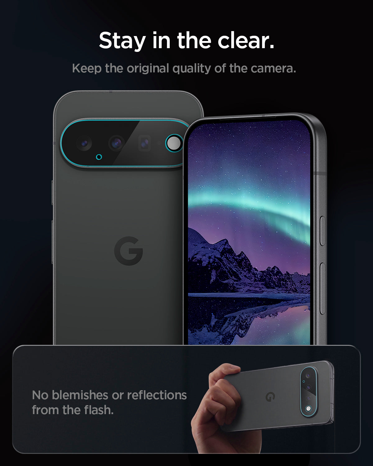AGL11479 - Pixel 11 Optik EZ Fit Lens Protector lens protectors maintain clear camera quality without flash reflections.