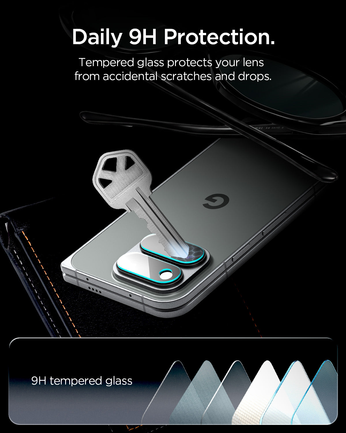 AGL11491 - Pixel 11 Pro Fold Optik EZ Fit Lens Protector 9H tempered glass protects the camera lenses from scratches and drops.