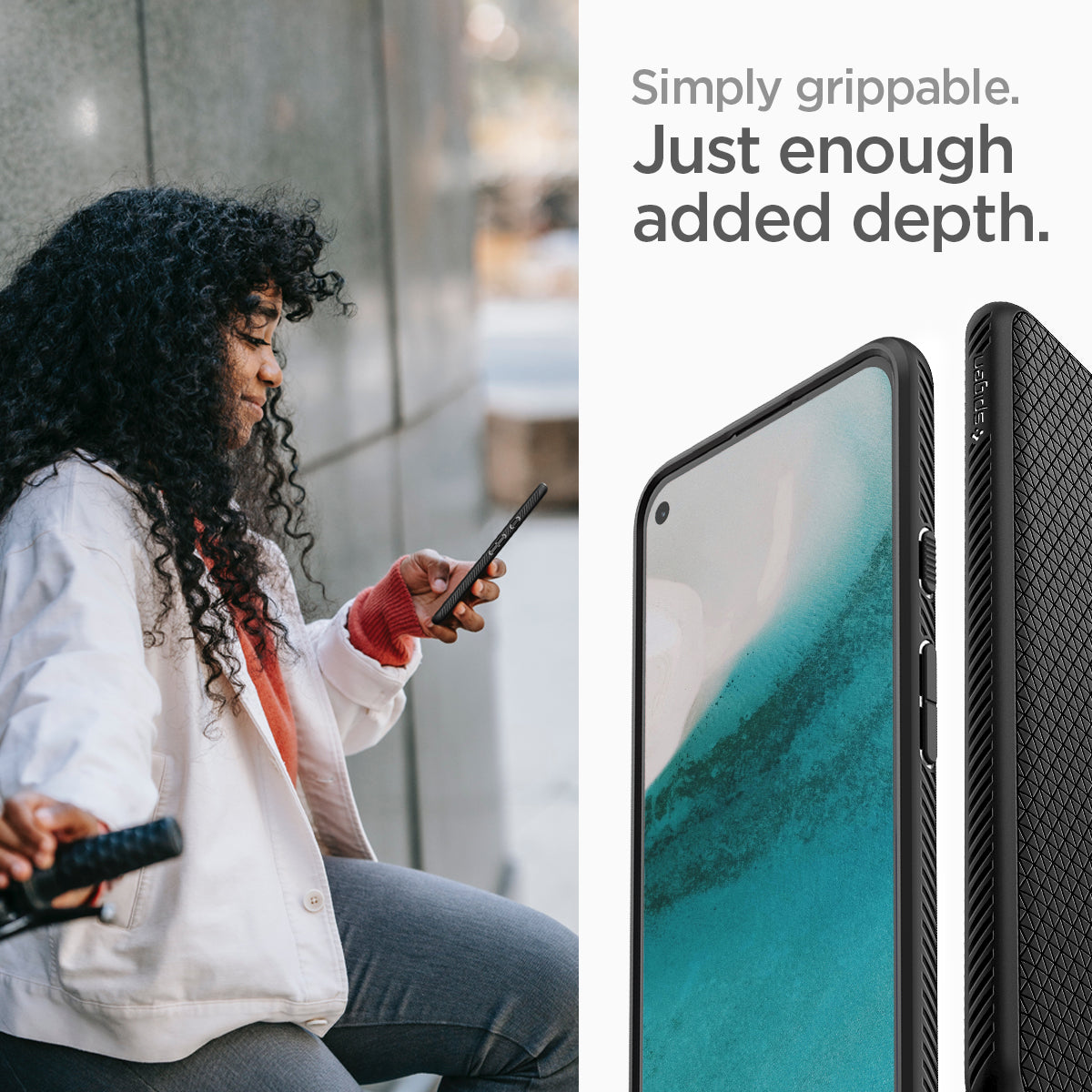 ACS02907 - Pixel 5a Case Liquid Air in matte black simply grippable. just enough added depth.