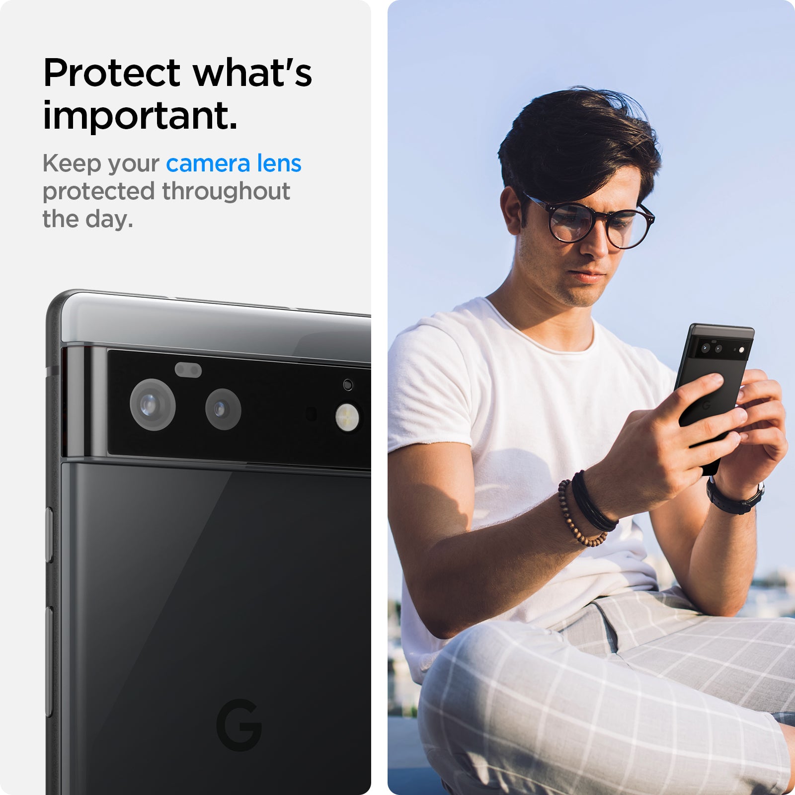 AGL04197 - Pixel 6 Optik Lens Protector in black protect what’s important. Keep your camera lens protected throughout the day.  