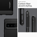 ACS03456 - Pixel 6 Pro Case Rugged Armor in matte black sleek design. carbon fiber accent styling.