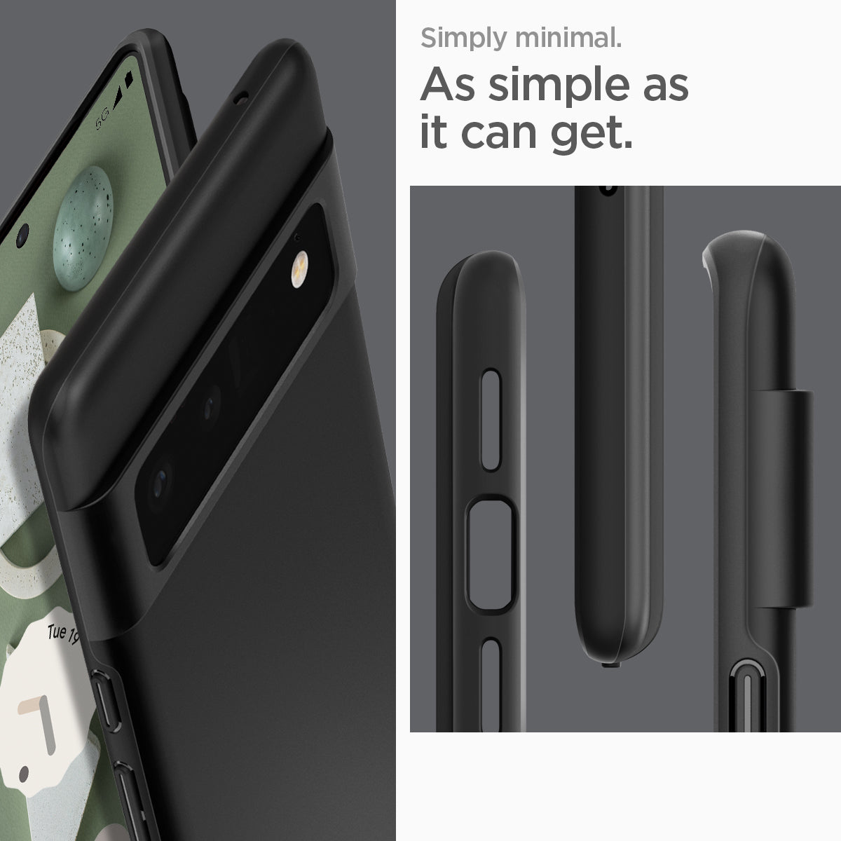 ACS03454 - Pixel 6 Pro Case Thin Fit in black simply minimal. as simple as it can get.