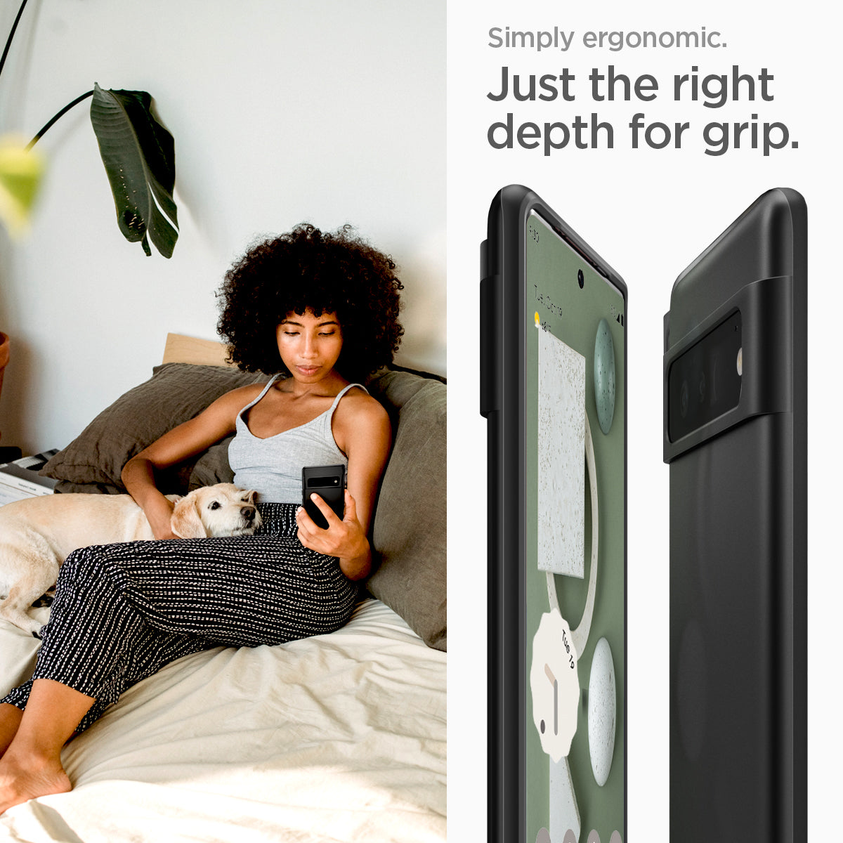 ACS03454 - Pixel 6 Pro Case Thin Fit in black simply ergonomic just the right depth for grip.