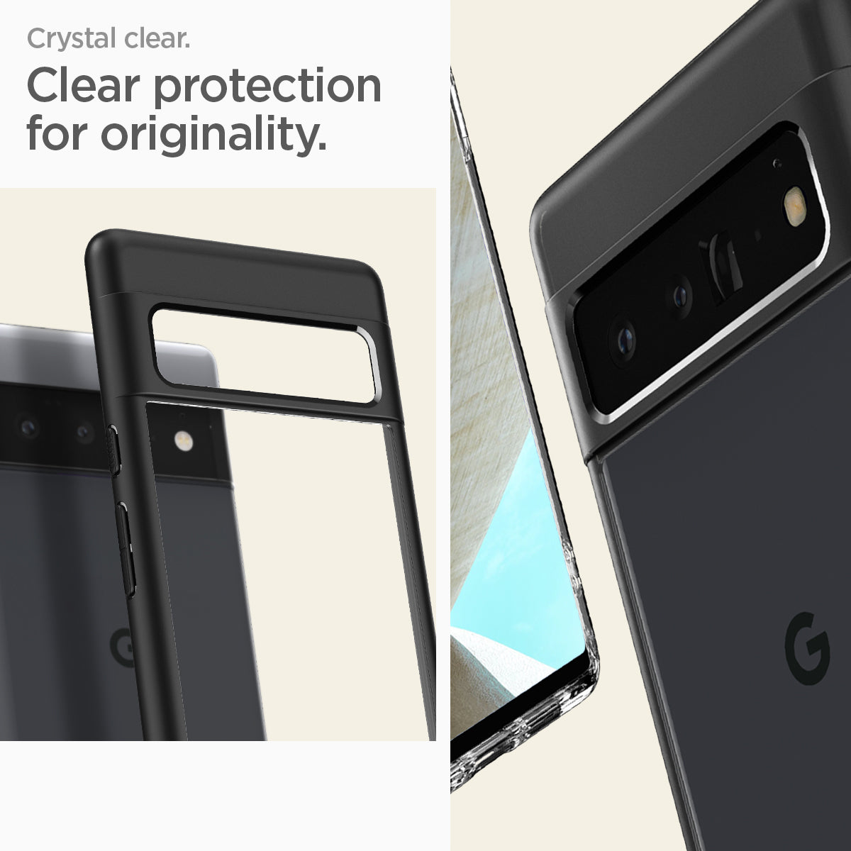 ACS03458 - Pixel 6 Pro Case Ultra Hybrid in matte black clear protection for originality.