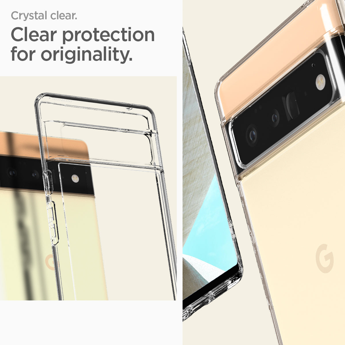 ACS03457 - Pixel 6 Pro Case Ultra Hybrid in crystal clear clear protection for originality.