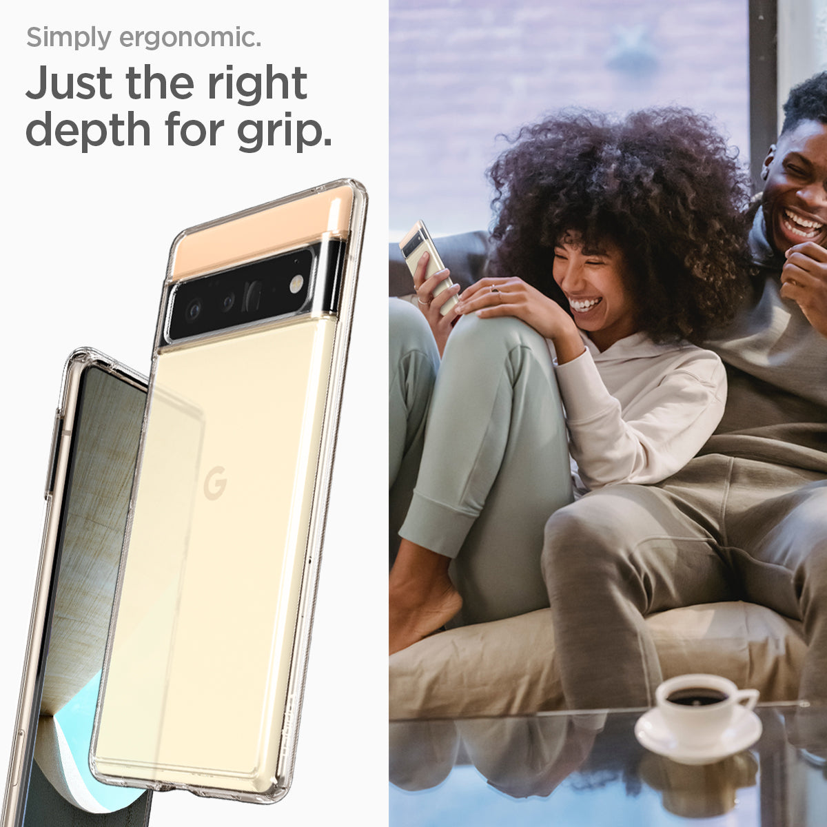 ACS03457 - Pixel 6 Pro Case Ultra Hybrid in crystal clear  simply ergonomic just the right depth for grip.