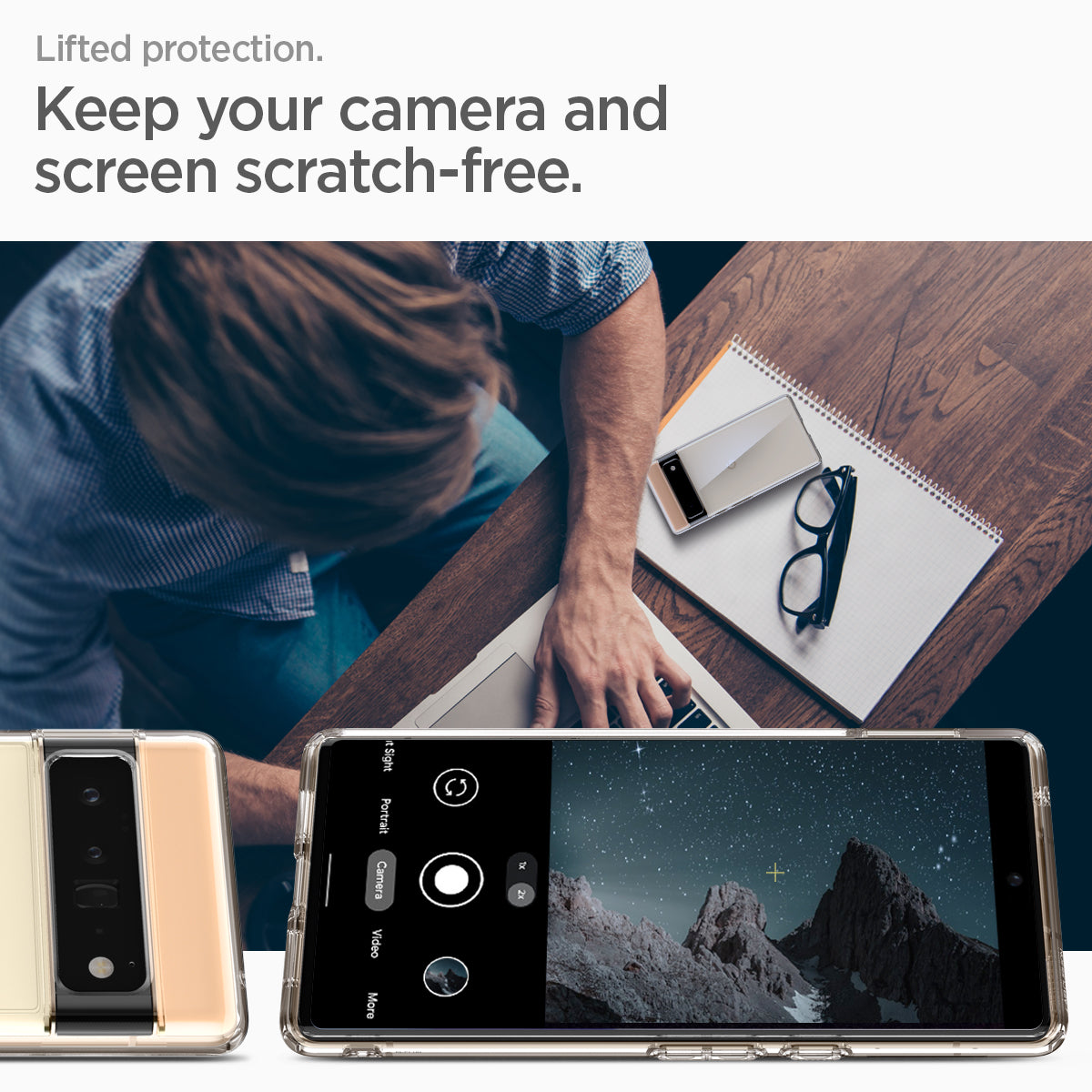 ACS03457 - Pixel 6 Pro Case Ultra Hybrid in crystal clear  lifted protection. keep  your camera and screen scratch free.
