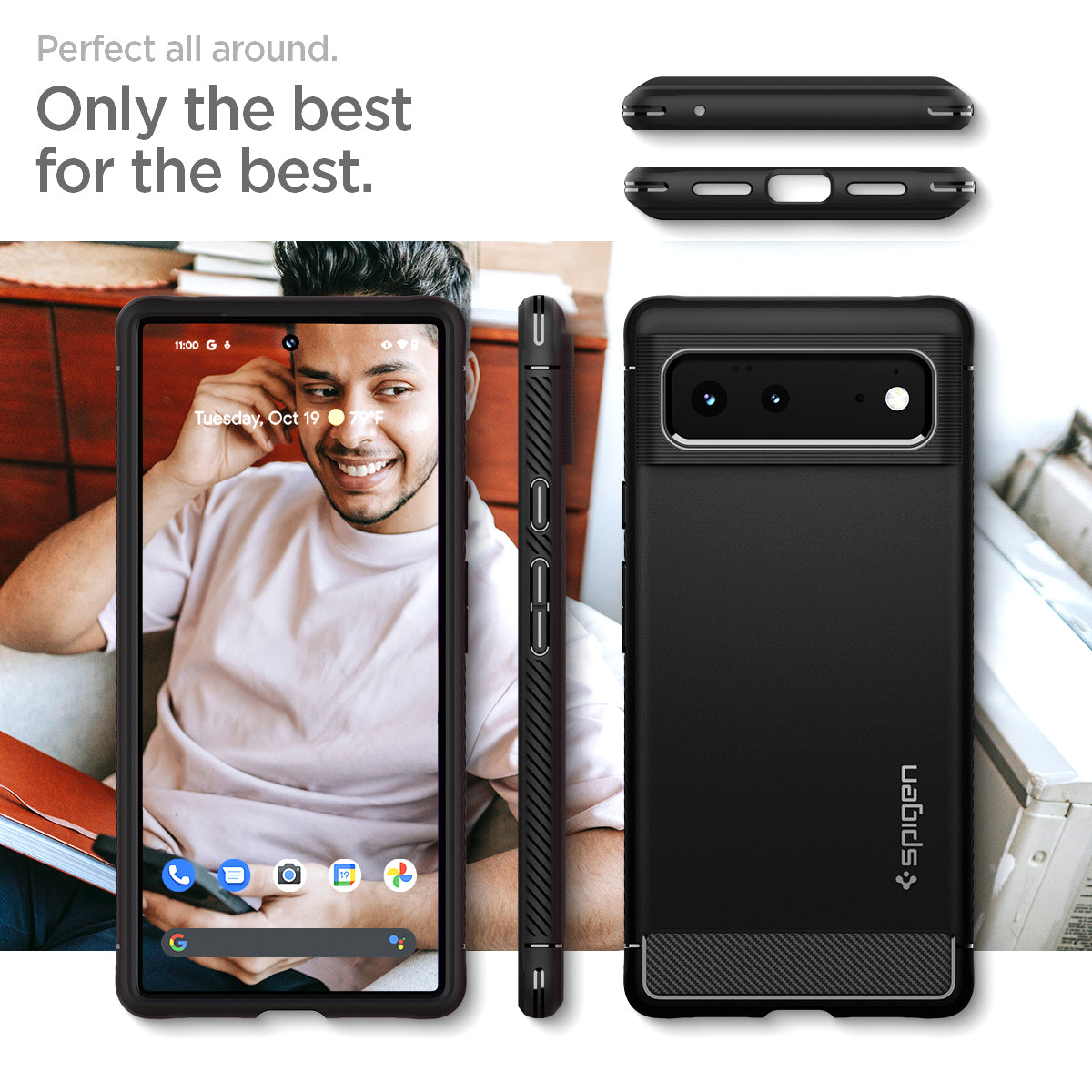 ACS03437 - Pixel 6 Case Rugged Armor in matte black perfect all around. only the best for the best.