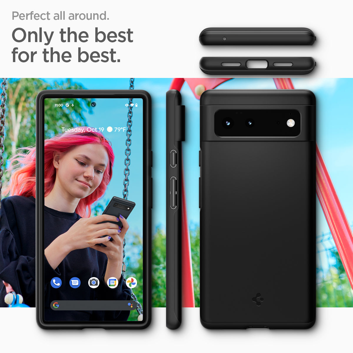 ACS03435 - Pixel 6 Case Thin Fit in black  perfect all around. only the best for the best.