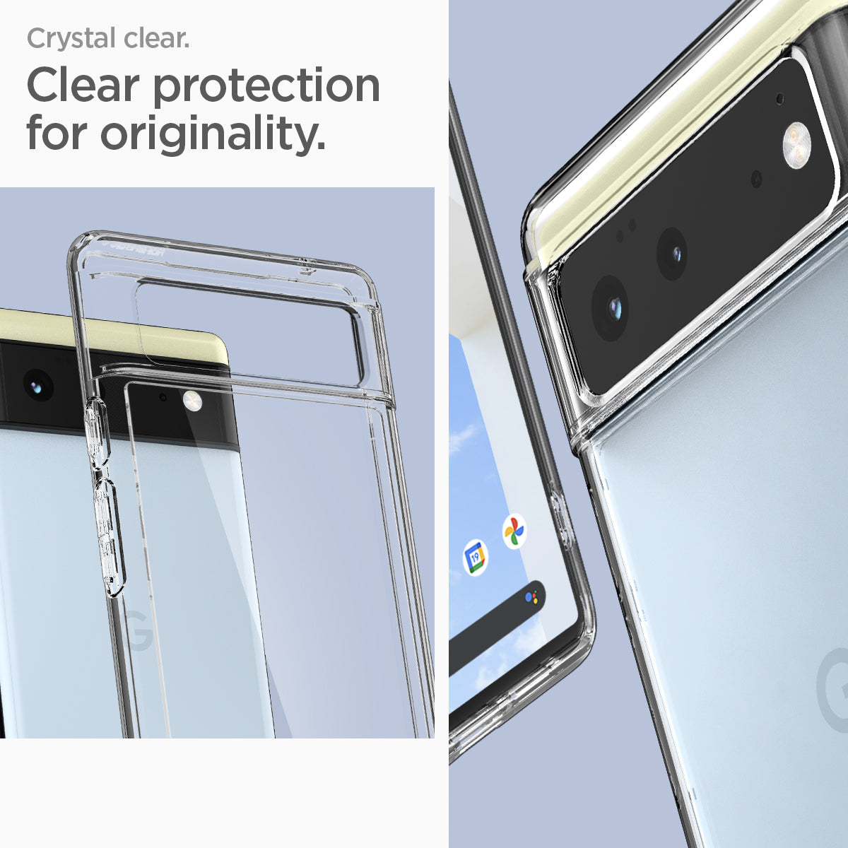 ACS03438 - Pixel 6 Case Ultra Hybrid in crystal clear clear protection for originality.