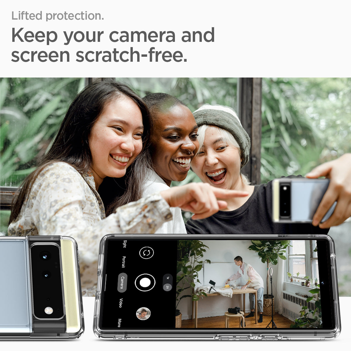 ACS03438 - Pixel 6 Case Ultra Hybrid in crystal clear  lifted protection. keep  your camera and screen scratch free.