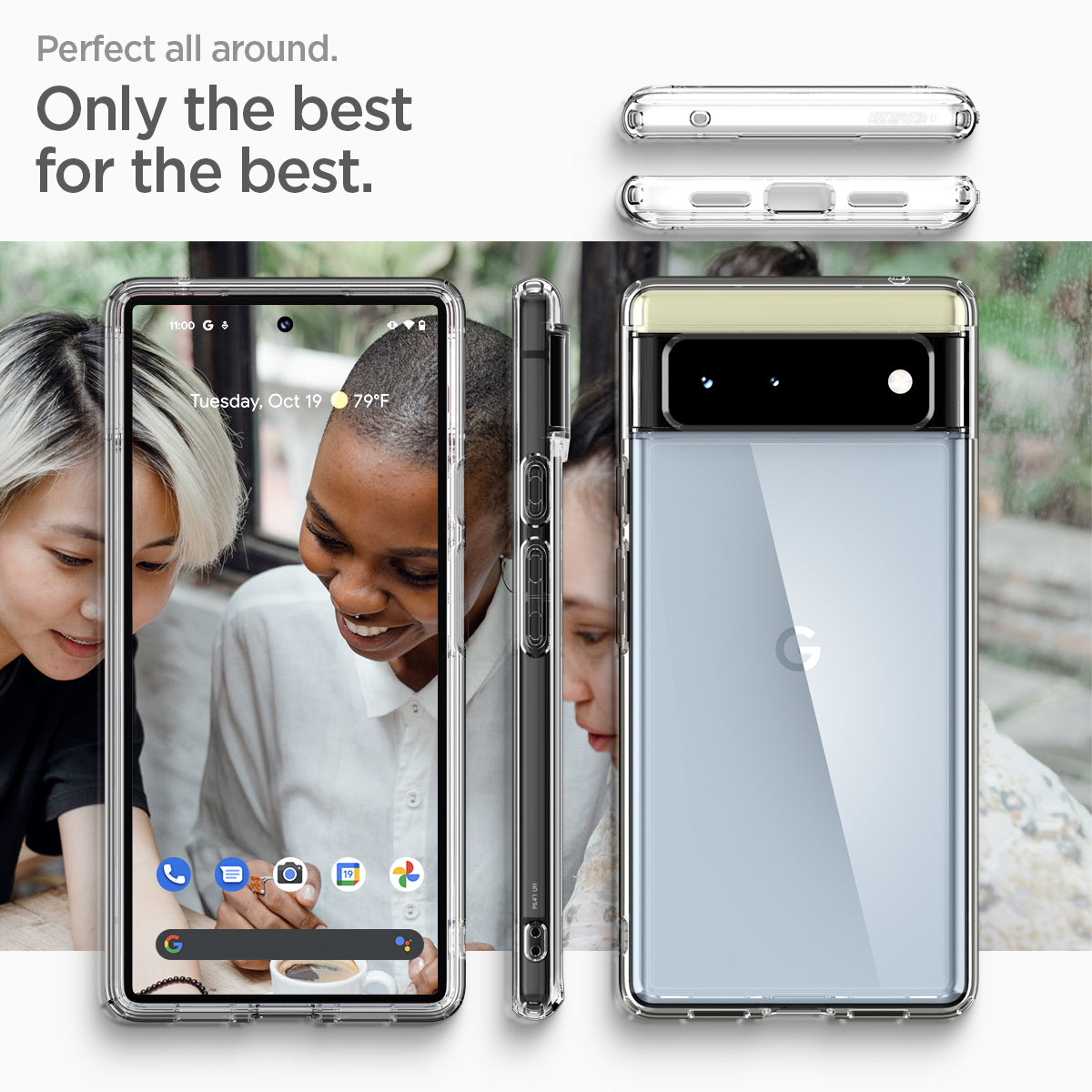 ACS03438 - Pixel 6 Case Ultra Hybrid in crystal clear  perfect all around. only the best for the best.