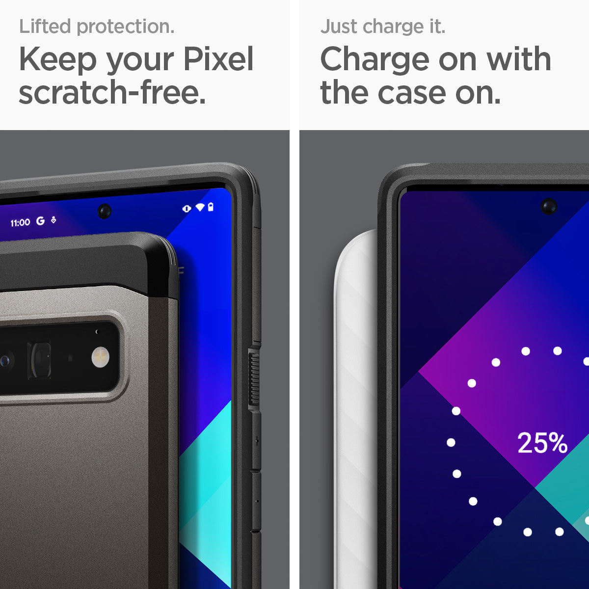 ACS03462 - Pixel 6 Pro Case Tough Armor in gunmetal  keep your pixel scratch free. just charge it. charge on the case on.