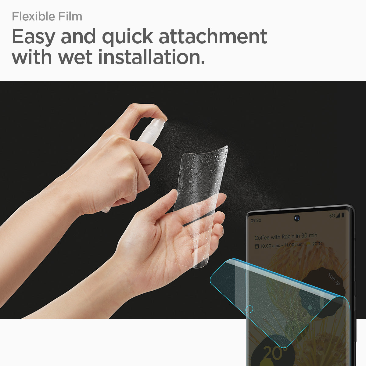 AFL05201 - Pixel 7 Pro Screen Protector Neo flexible film. Easy and quick attachment with wet installation.