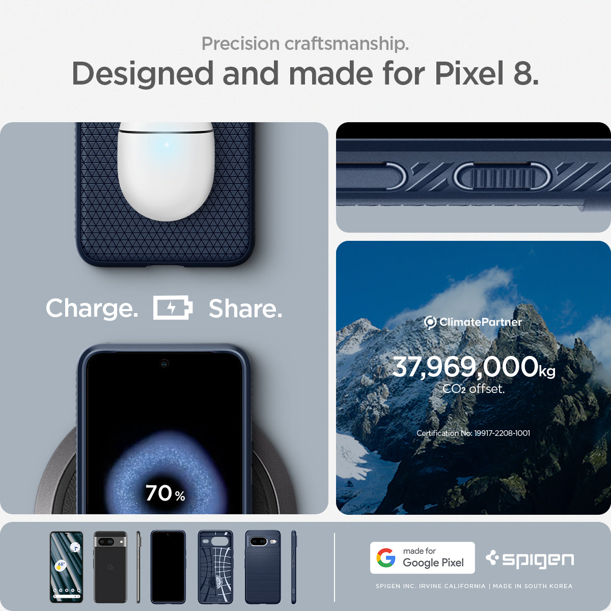 ACS06275 - Pixel 8 Case Liquid Air in navy blue precise craftsmanship designed and made for pixel 8. made for google.