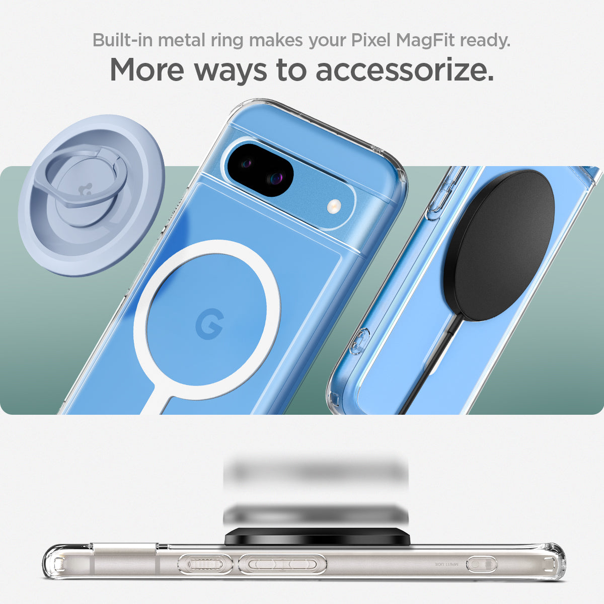 ACS07263 - Pixel 8a Case Ultra Hybrid Metal Ring (MagFit) in White built in metal ring makes your pixel magfit ready. More ways to accessorize.