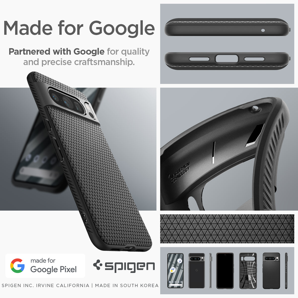 ACS06311 - Pixel 8 Pro Case Liquid Air in Matte Black made for google partnered with google for quality and precise craftsmanship.
