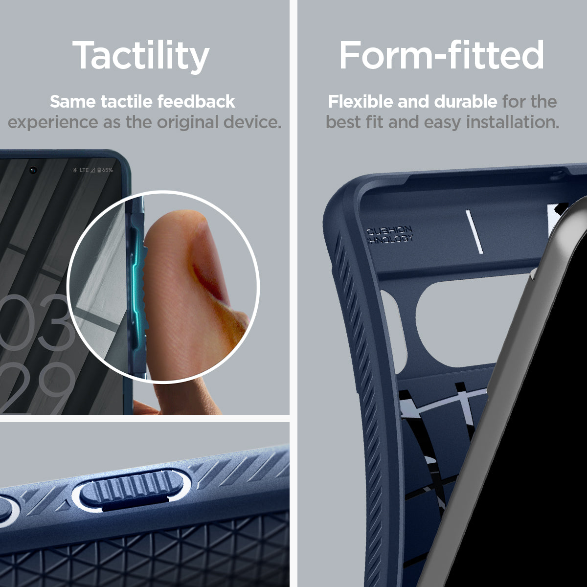 ACS06312 - Pixel 8 Pro Case Liquid Air in navy blue tactility same tactile feedback experience as the original device. Perfect fit crafted to be form fitted for the google pixel.