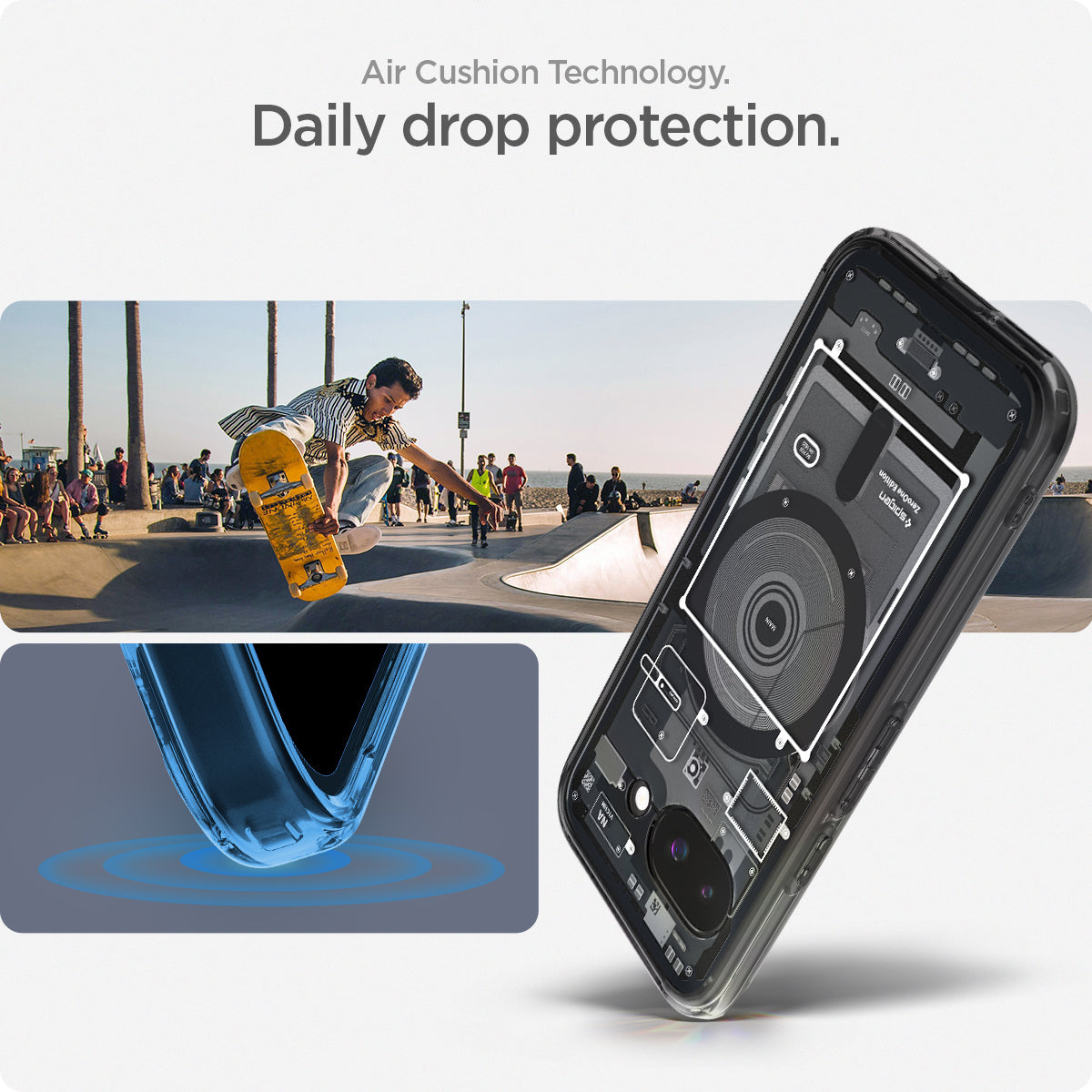 ACS09044 - Pixel 9a Case Ultra Hybrid Zero One showing the Air Cushion Technology. Daily drop protection