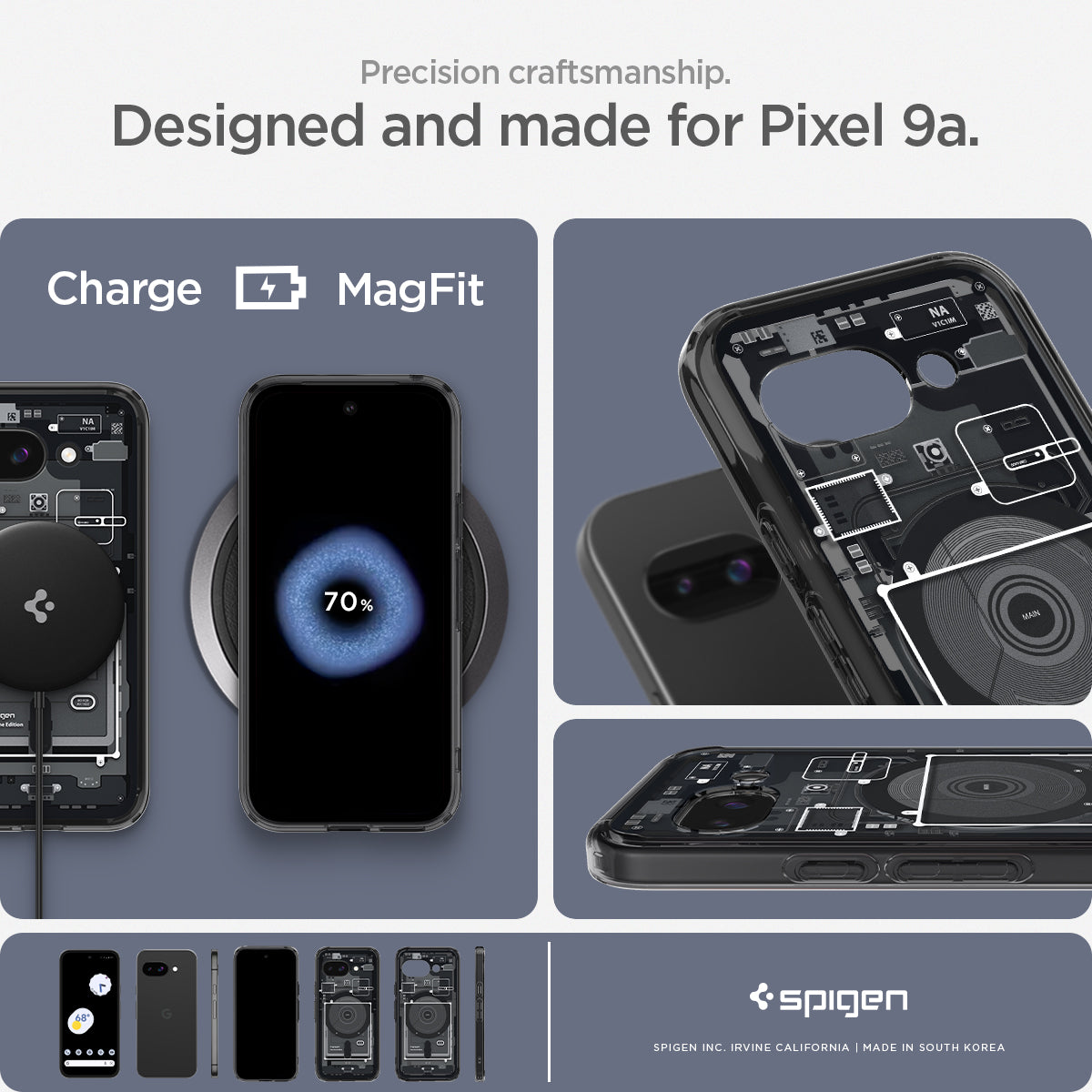 ACS09044 - Pixel 9a Case Ultra Hybrid Zero One showing the precision craftsmanship. Designed and made for Pixel 9a