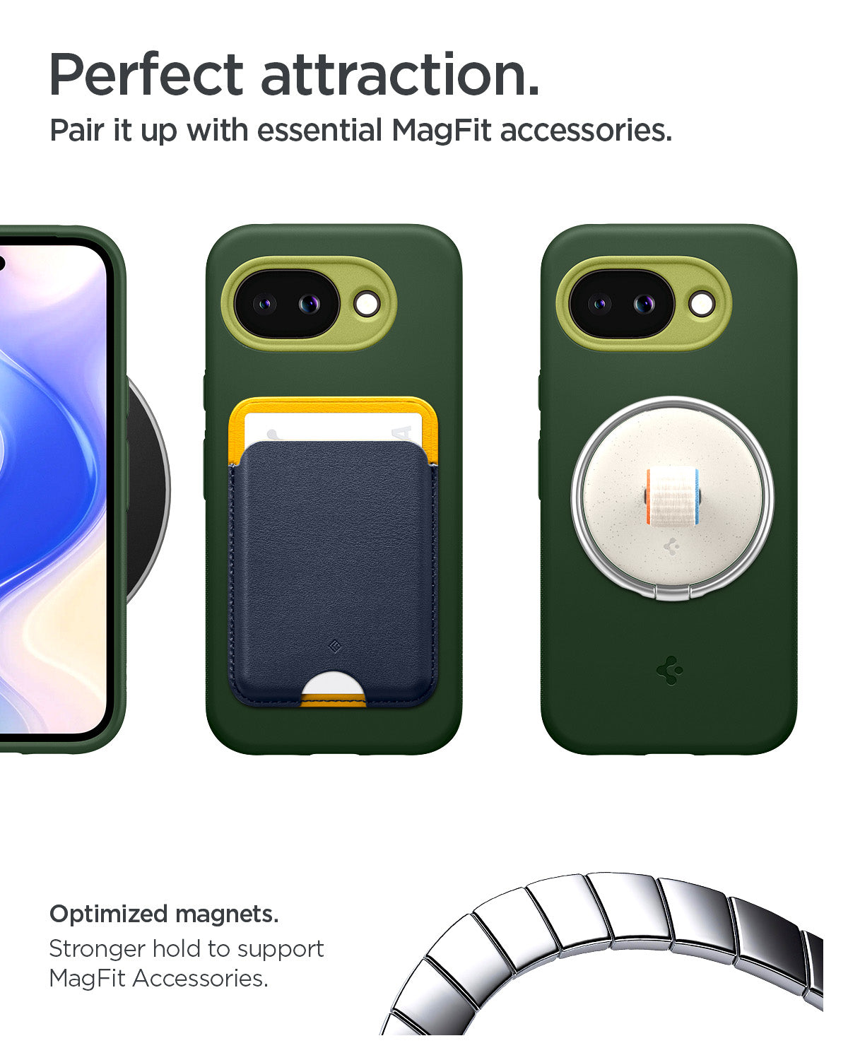 ACS11288 - Pixel 10a Nano Pop (Mag Fit) in Avo Green showing perfect attraction. pair it up with essential Magfit accessories