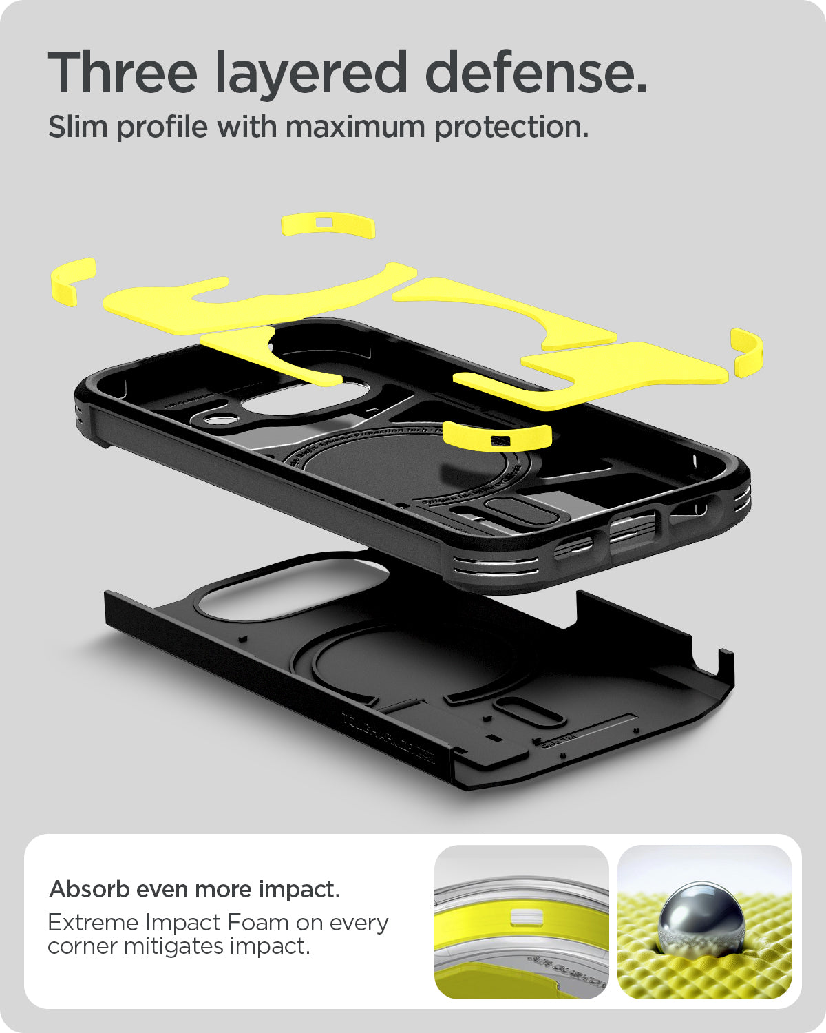 ACS11280 - Pixel 10a Tough Armor (Mag Fit) in Black showing three layered defense. slim profile with maximum protection