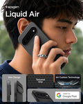 ACS11448 - Pixel 11 Pro XL Matte Black person holding the Liquid Air case featuring a textured grip, slim profile, and Air Cushion Technology.