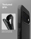 ACS11438 - Pixel 11 Liquid Air Matte Black close up showing the textured grip pattern and flexible TPU construction.