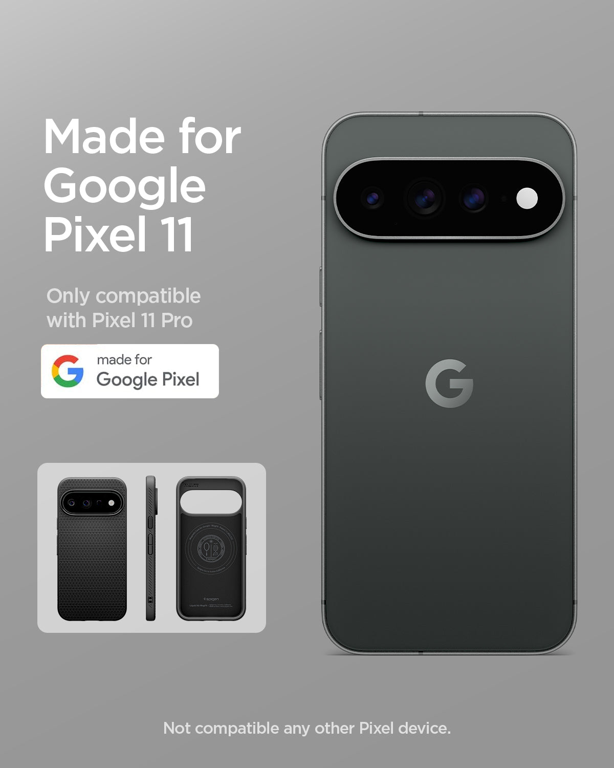 ACS11429 - Pixel 11 Pro  Liquid Air (Mag Fit) Matte Black made for Google Pixel certified case 