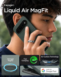 ACS11863 - Pixel 11 Pro XL Liquid Air (Mag Fit) Abyss Green person holding the Liquid Air MagFit case featuring a geometric textured pattern, built in magnetic ring, and Air Cushion Technology.
