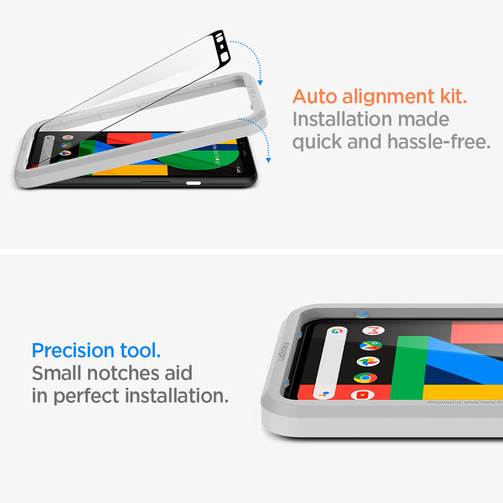 AGL00481 - Pixel 4 Series Alignmaster Full Cover Screen Protector auto alignment kit. Installation made quick and hassle free. Precision tool small notches aid in perfect installation.