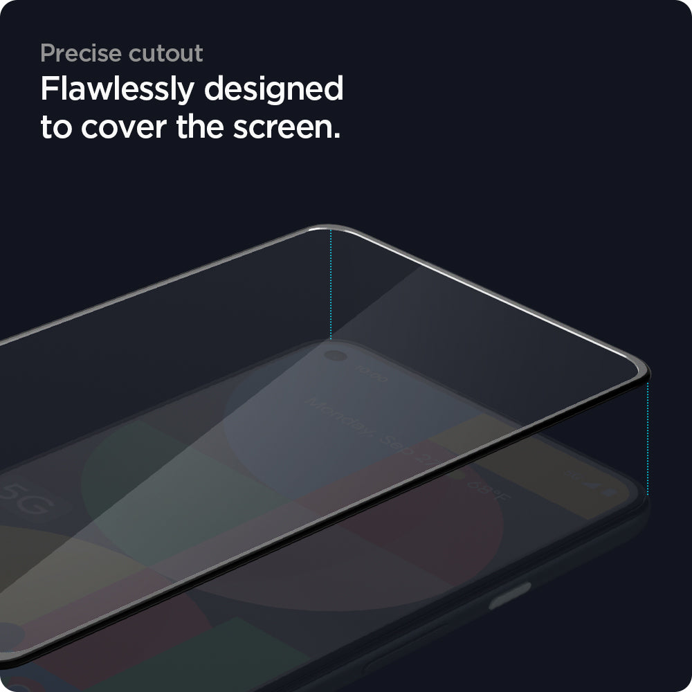 AGL03865 - Pixel 5a 5G Screen Protector AlignMaster GLAS.tR Full Cover in black precise cutout flawlessly designed to cover the screen.