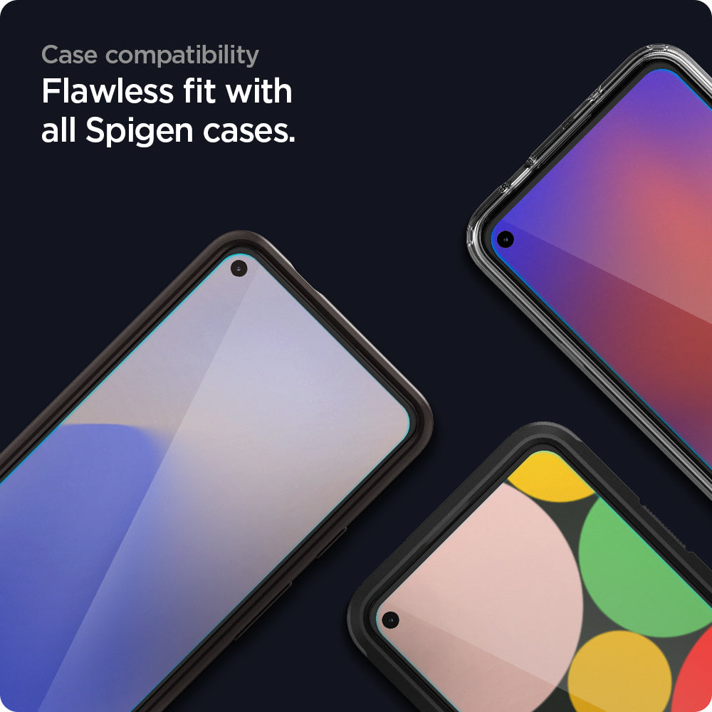AGL03865 - Pixel 5a 5G Screen Protector AlignMaster GLAS.tR Full Cover in black Case compatibility. Flawless fit with all spigen cases.