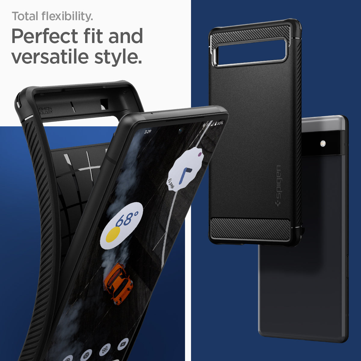 ACS04476 - Pixel 6a Case Rugged Armor in black total flexibility. perfect fit and versatile style.