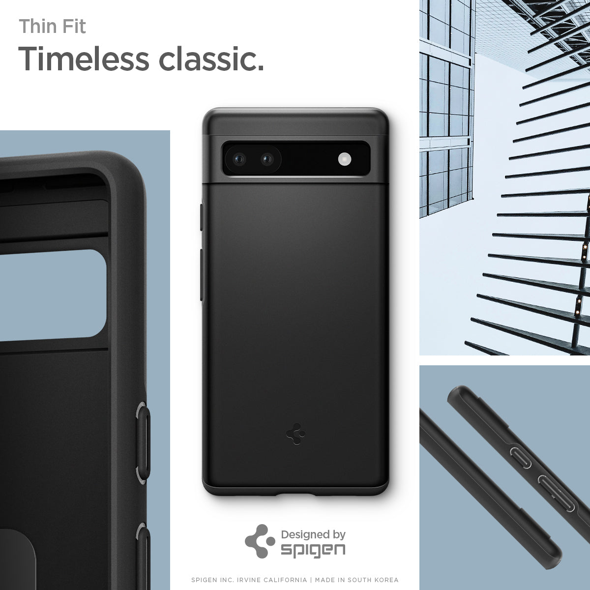 ACS04473 - Pixel 6a Case Thin Fit in black thin fit timeless classic.