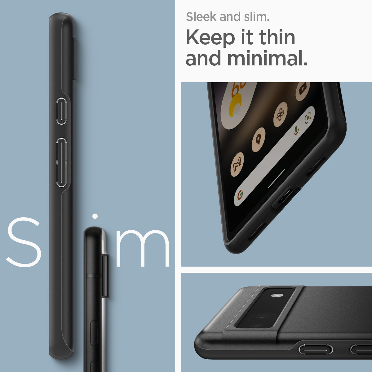 ACS04473 - Pixel 6a Case Thin Fit in black sleek and slim. keep it thin and minimal.
