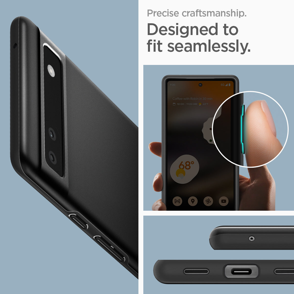 ACS04473 - Pixel 6a Case Thin Fit in black precise craftsmanship. designed to fit seamlessly.