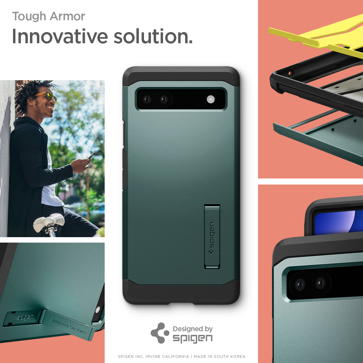 ACS04481 - Pixel 6a Case Tough Armor in midnight green tough armor innovative solution.