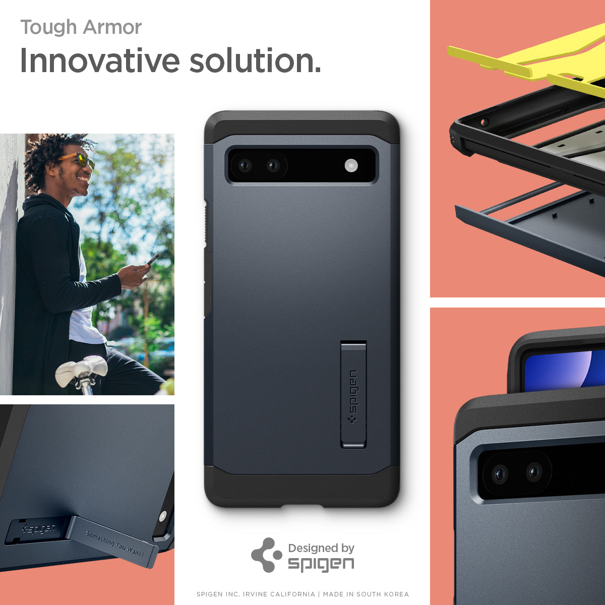 ACS04480 - Pixel 6a Case Tough Armor in metal slate  tough armor innovative solution.