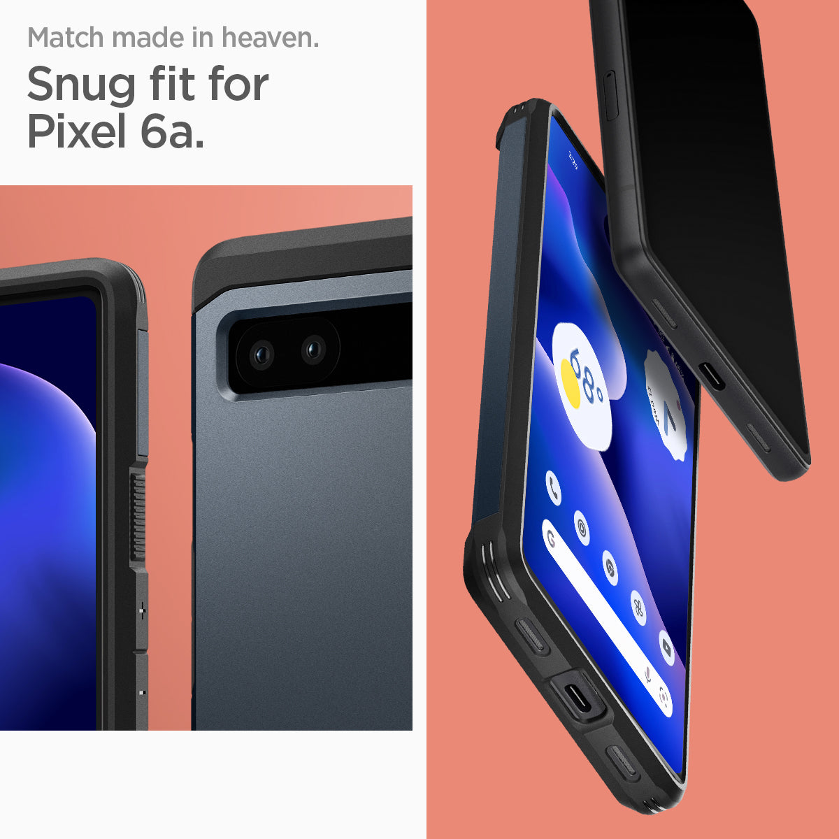 ACS04480 - Pixel 6a Case Tough Armor in metal slate match made in heaven. snug fit for pixel 6a.